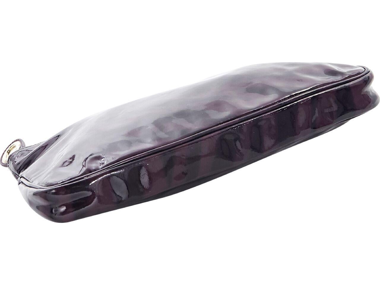 Purple & Black Jimmy Choo Patent Leather Clutch In Good Condition In New York, NY