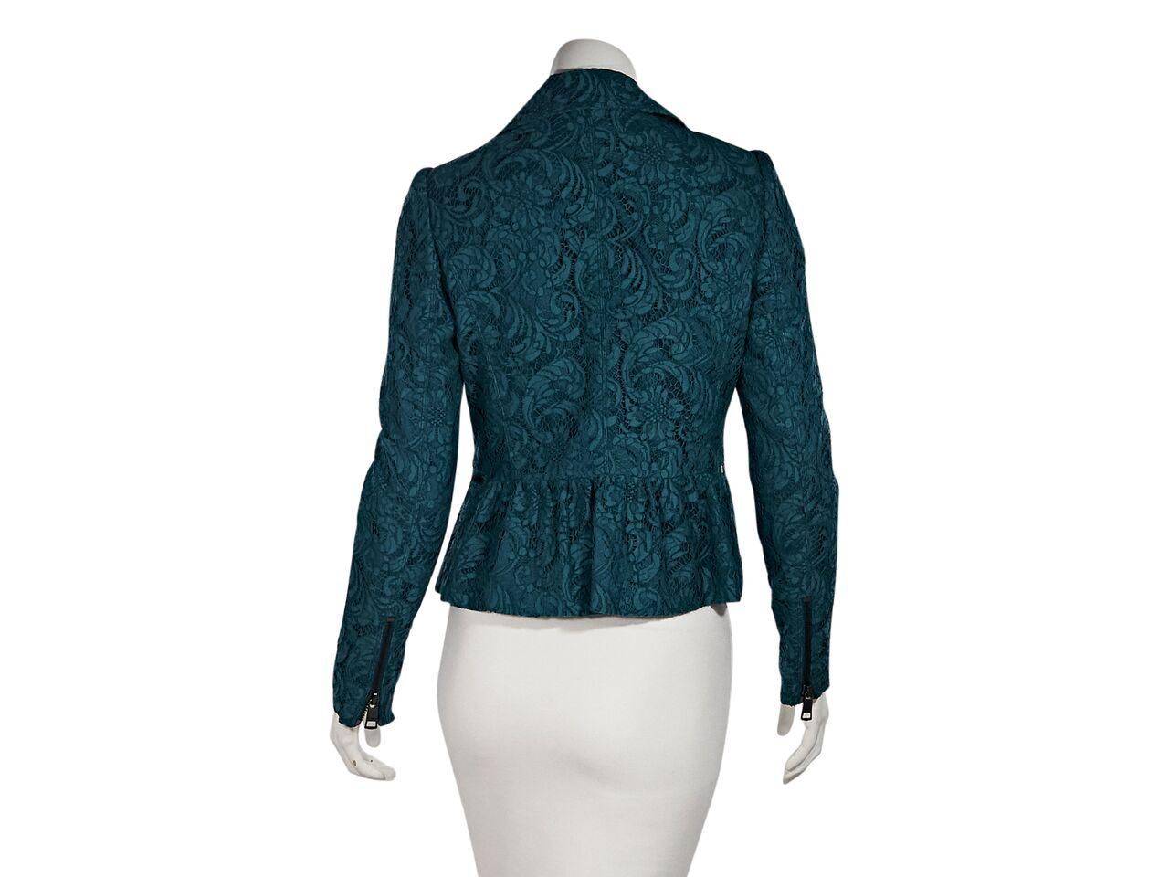 Black Teal Burberry London Lace Moto Jacket