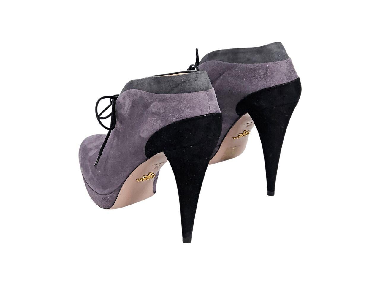 Gray Multicolor Prada Suede Platform Ankle Boots