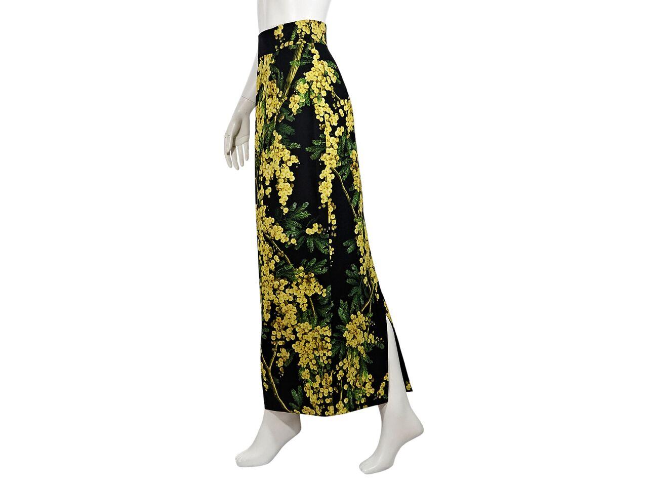 Black & Yellow Dolce & Gabbana Floral-Printed Skirt In Good Condition In New York, NY