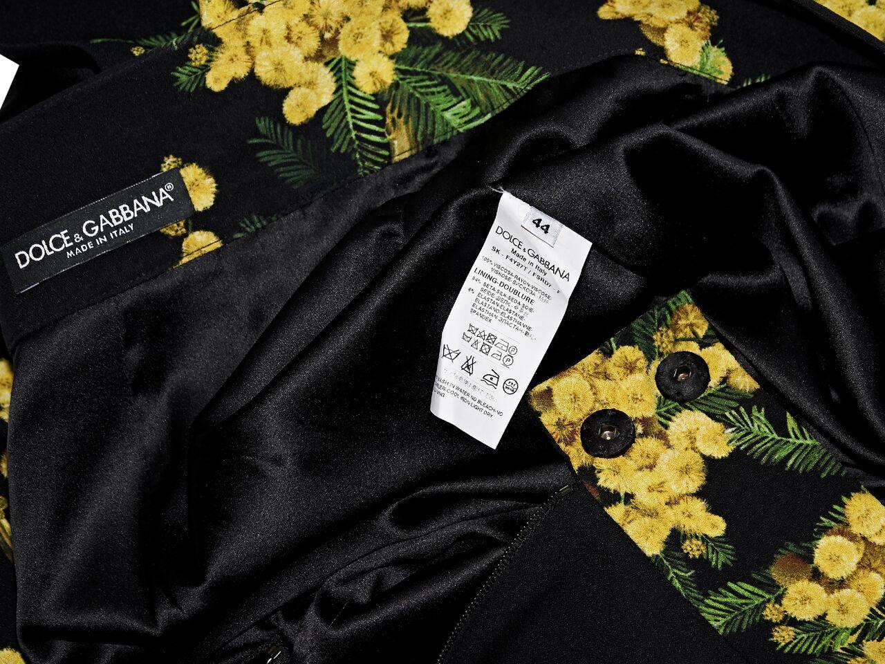 Women's Black & Yellow Dolce & Gabbana Floral-Printed Skirt