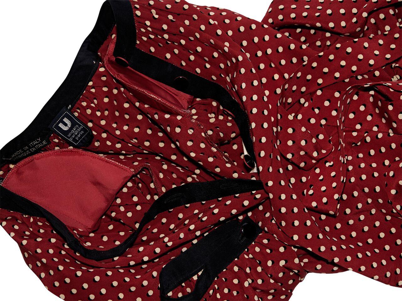 Brown Red Vintage Emanuel Ungaro Polka-Dot Tea Dress