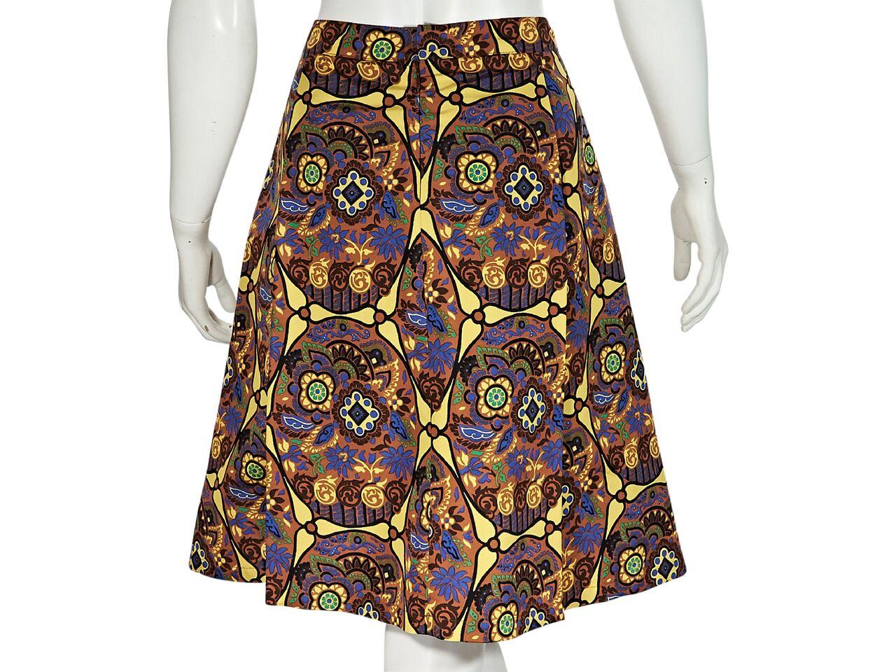 Black Multicolor Prada Printed Silk A-Line Skirt