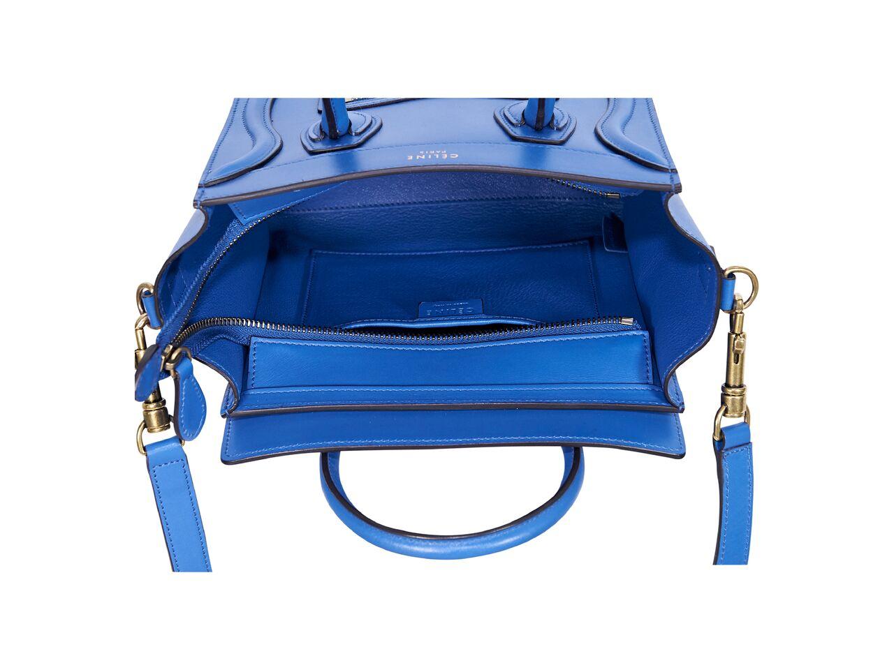 Blue Celine Nano Luggage Satchel In Good Condition In New York, NY