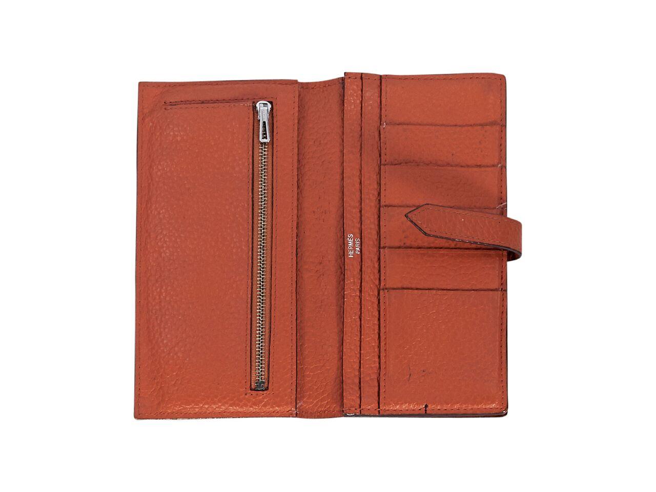 Orange Hermes Bearn Epsom Leather Wallet In Good Condition In New York, NY