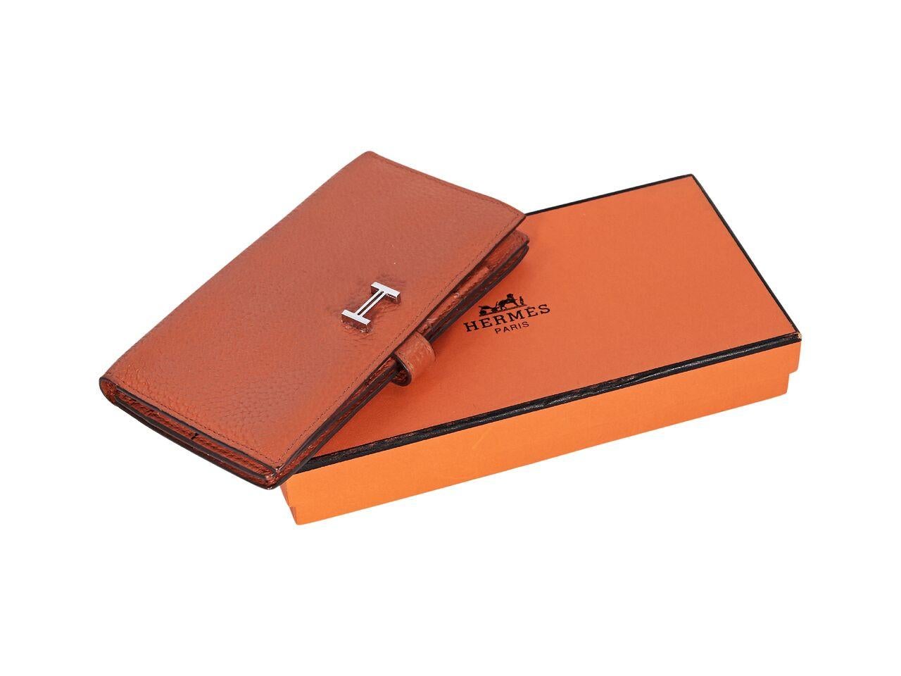 Women's Orange Hermes Bearn Epsom Leather Wallet