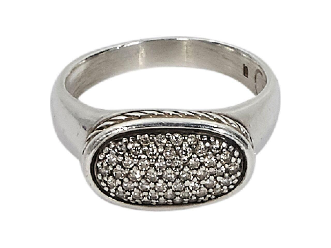 Silver David Yurman Oval Diamond Cocktail Ring In Good Condition In New York, NY