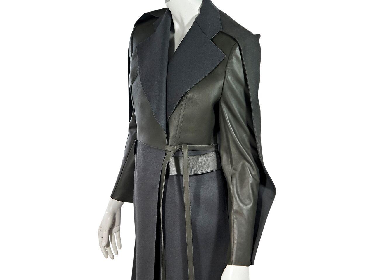 Multicolor Balenciaga Leather & Wool Trench Coat In Good Condition In New York, NY