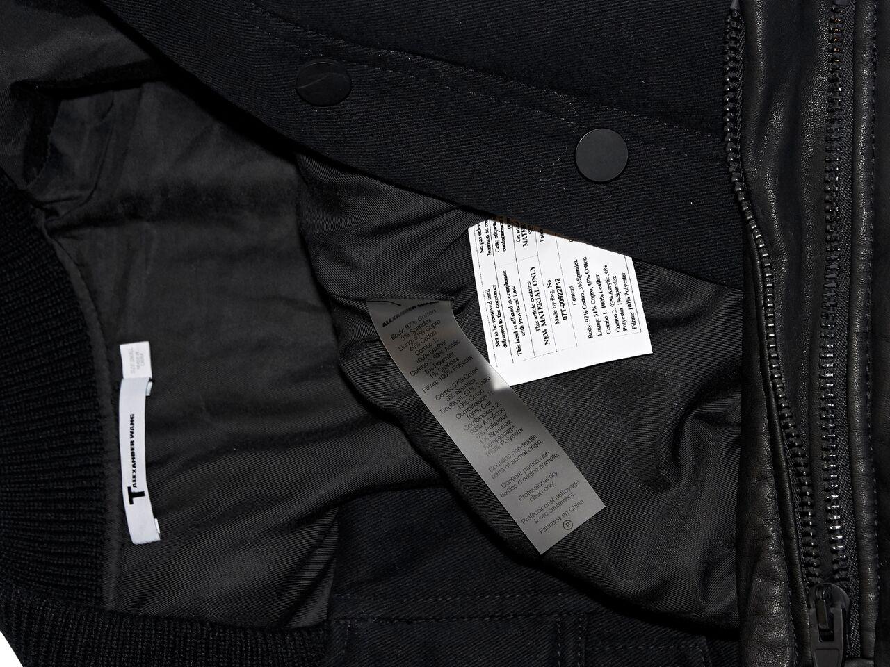 Black Alexander Wang Leather-Sleeve Denim Jacket In Good Condition In New York, NY