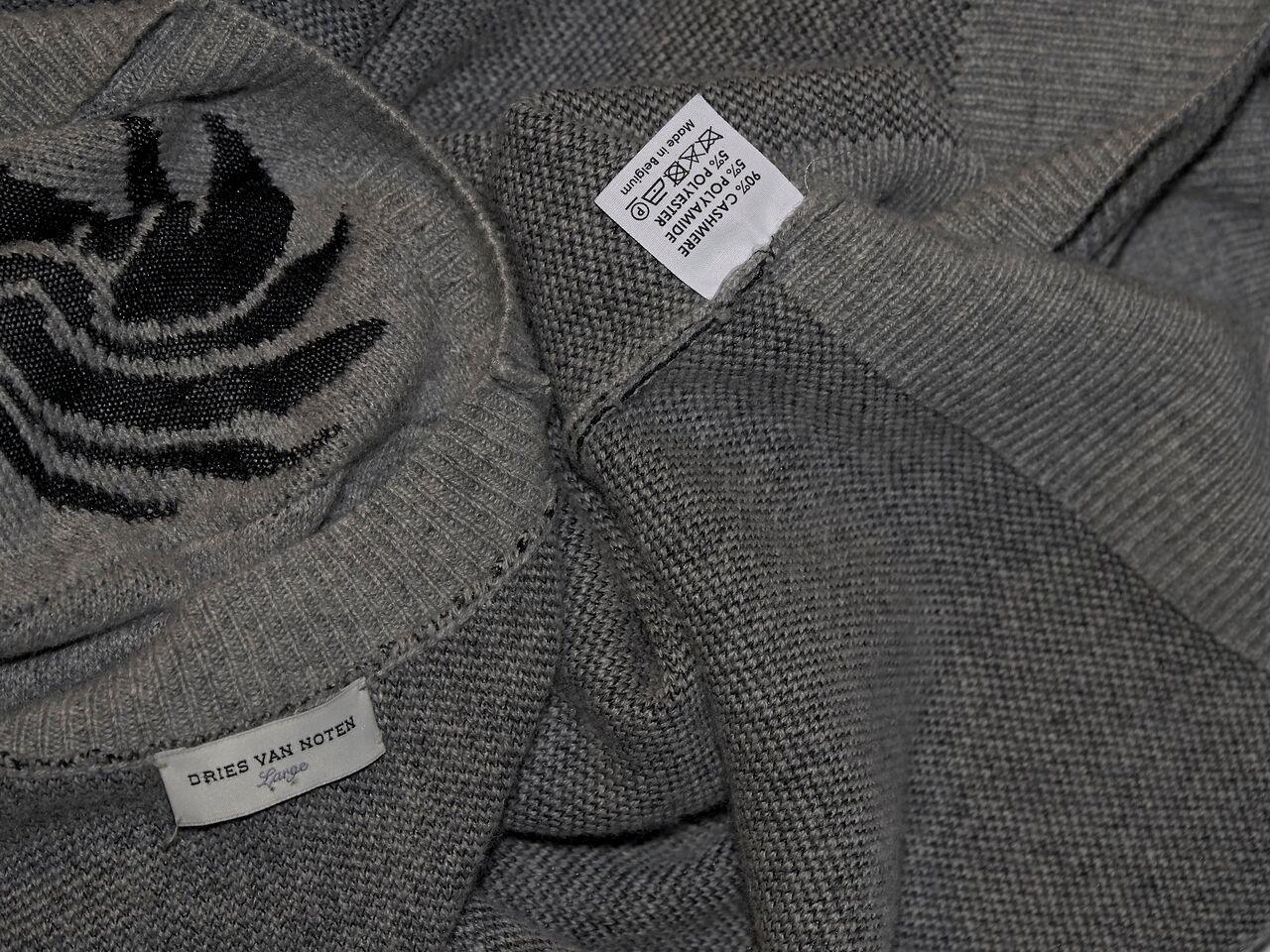 Grey & Black Dries van Noten Cashmere-Blend Sweater In Good Condition In New York, NY