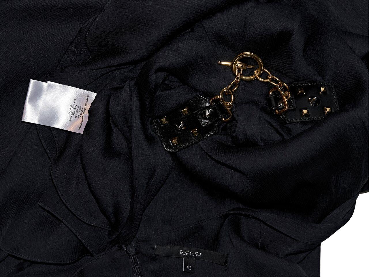 Black Gucci Silk Belted-Front Dress 1