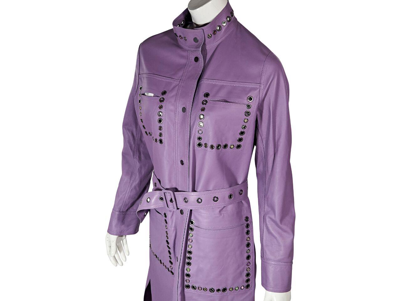 Gray Purple Bottega Veneta Suede & Leather Reversible Coat
