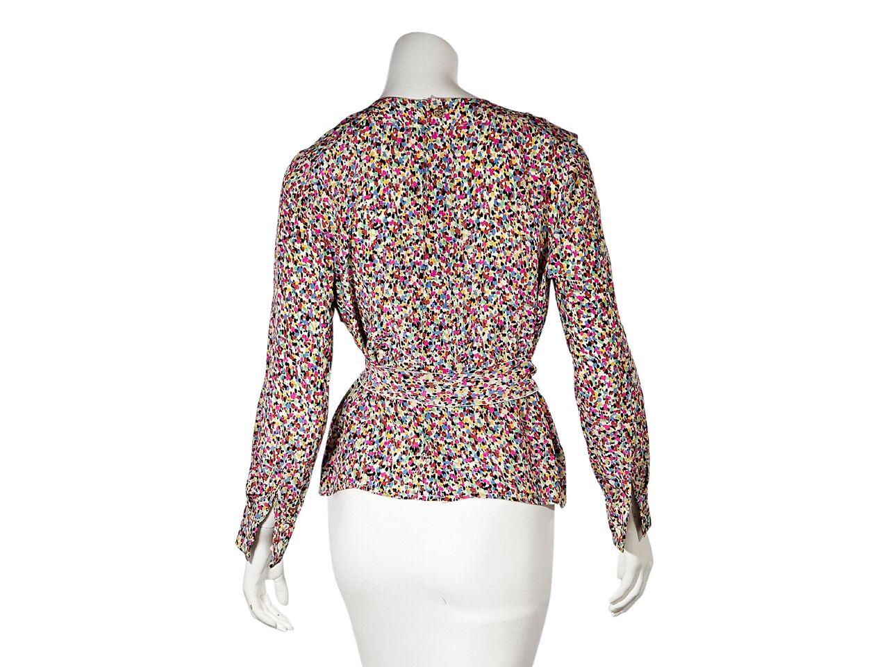 Brown Multicolor Vintage Chanel Ditzy-Print Blouse