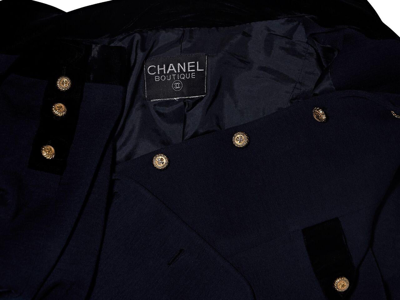 Women's Navy Blue Vintage Chanel Button-Front Jacket