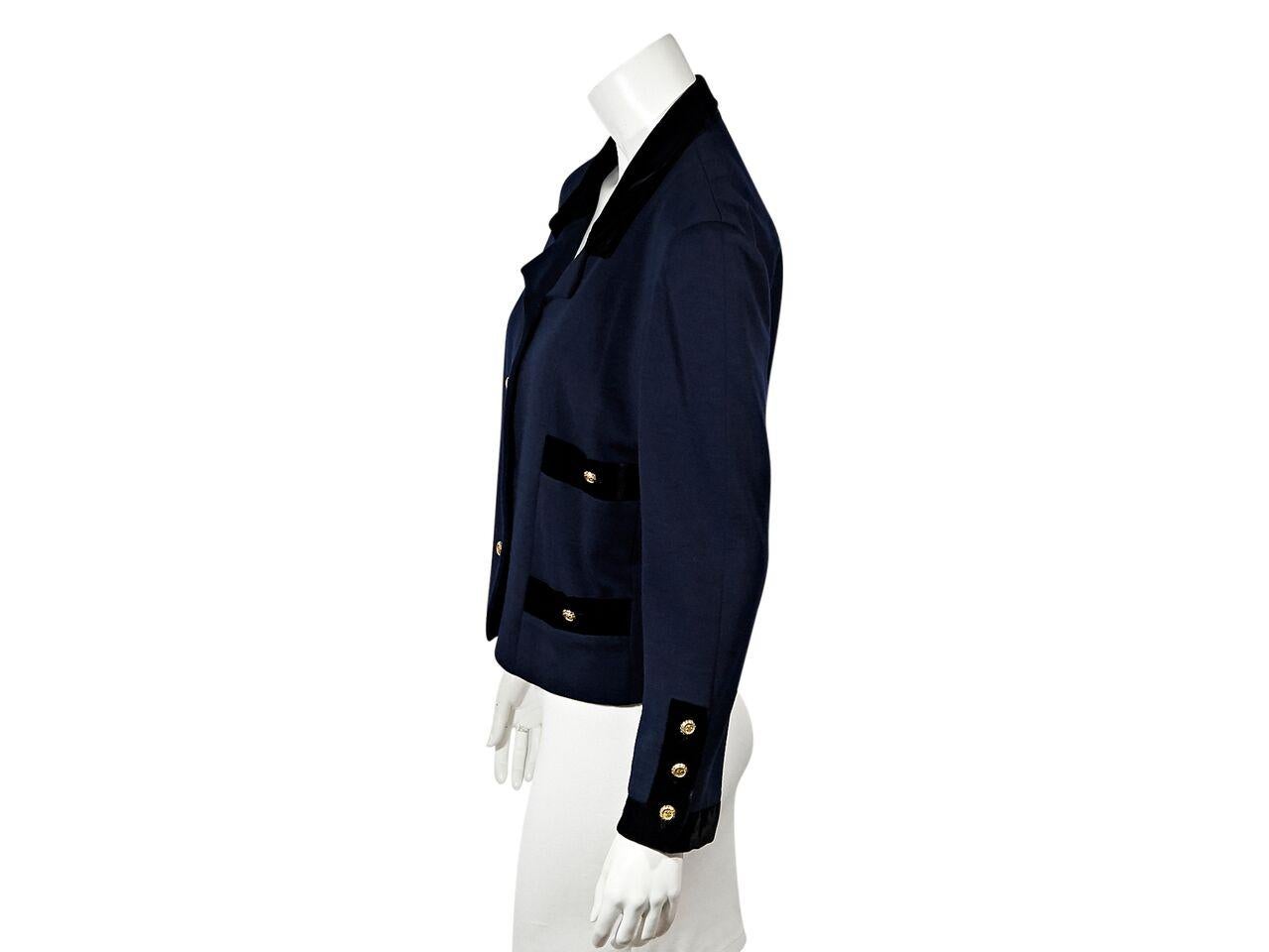 Navy Blue Vintage Chanel Button-Front Jacket In Good Condition In New York, NY