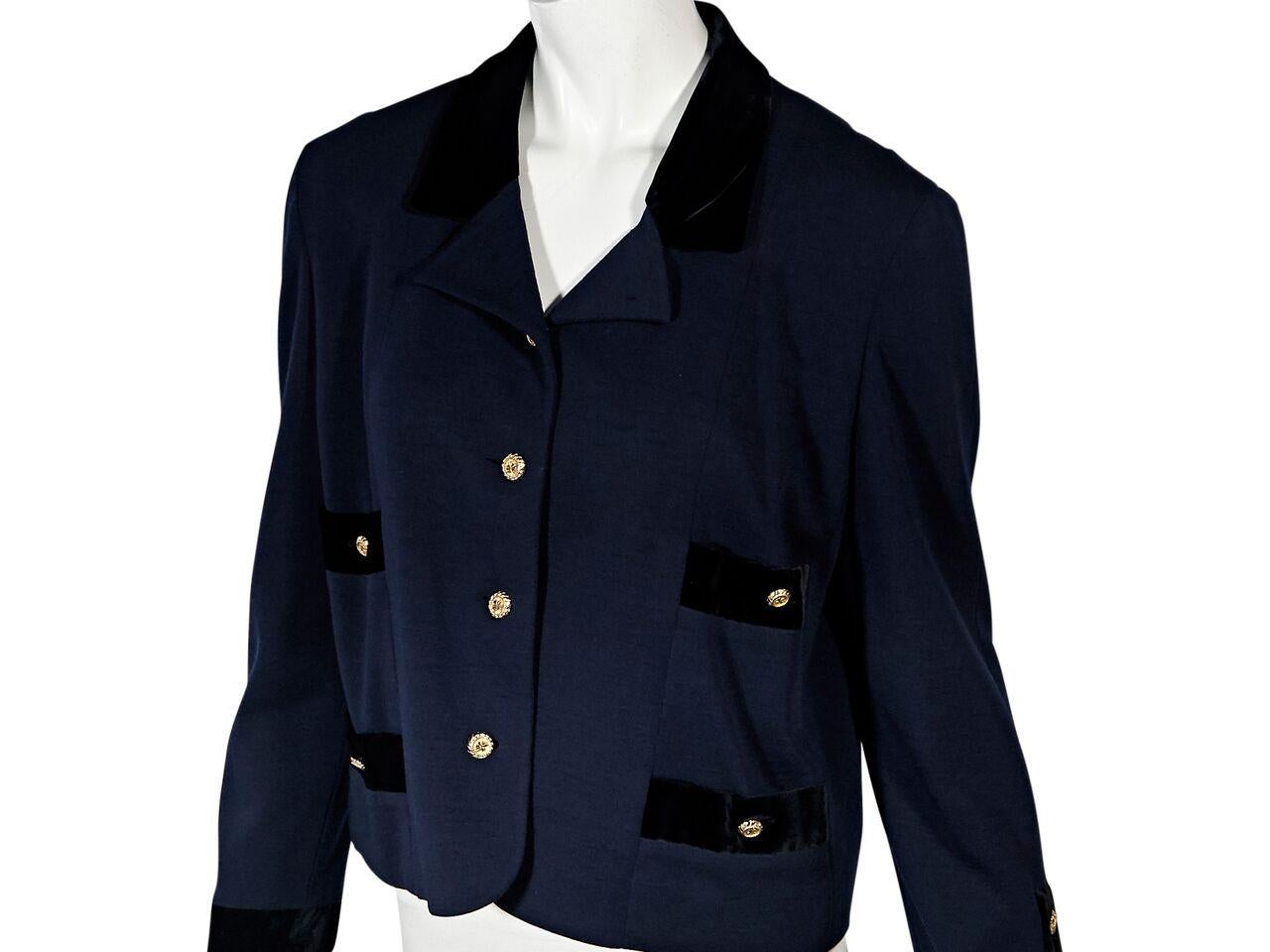Black Navy Blue Vintage Chanel Button-Front Jacket