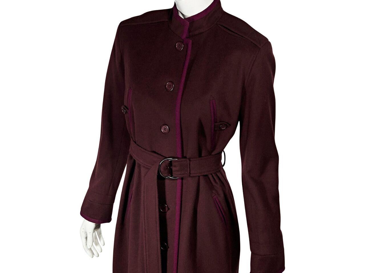 Burgundy Vintage Yves Saint Laurent Wool Coat In Good Condition In New York, NY