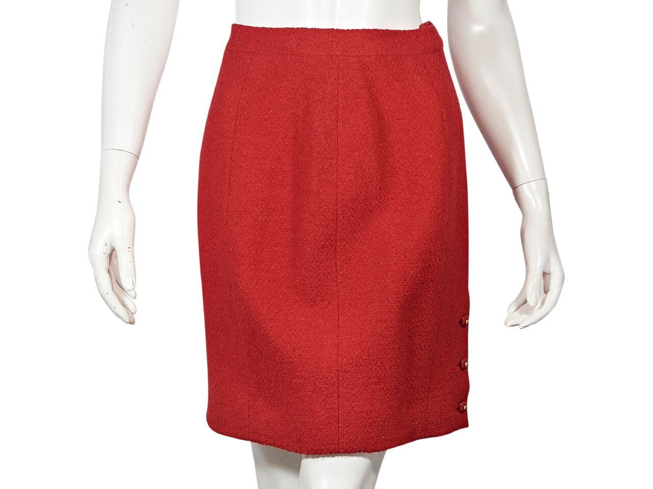 Red Vintage Chanel Skirt Suit Set 2