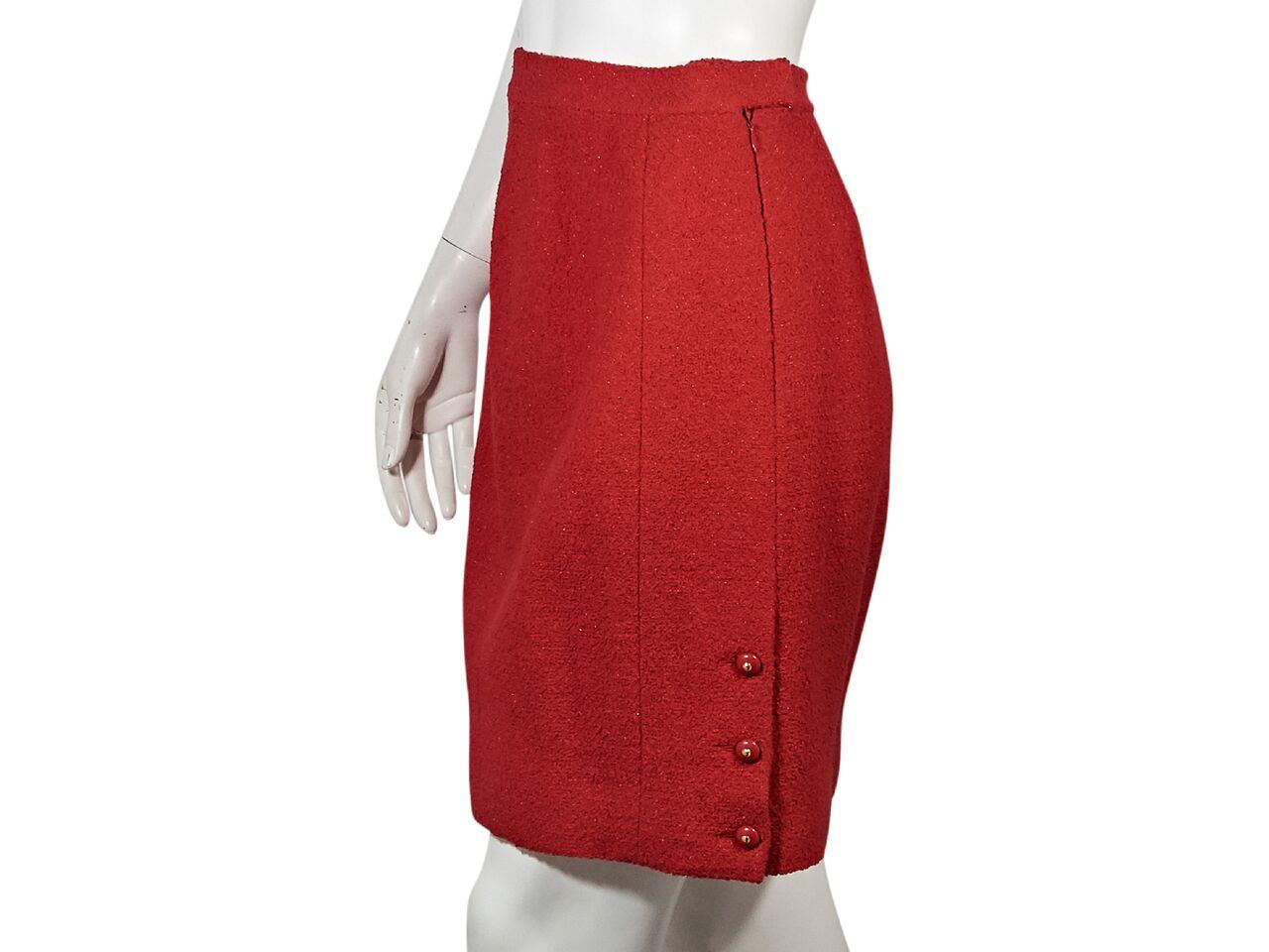Red Vintage Chanel Skirt Suit Set 3