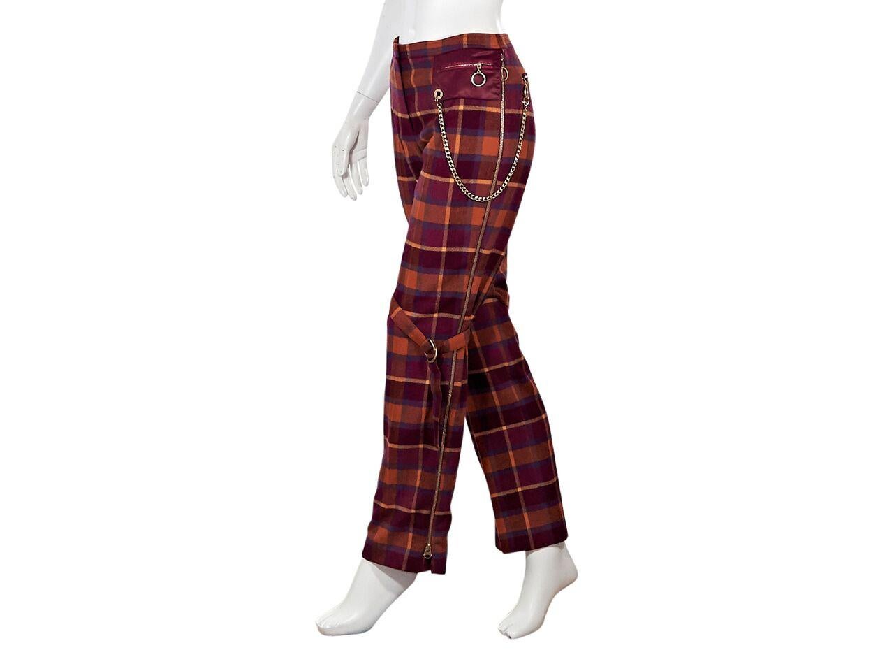 Red Escada Sport Tartan Plaid Wool Pants In Excellent Condition In New York, NY