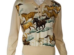 Cremefarbener Hermes Pullover aus Pferdeseide & Wolle