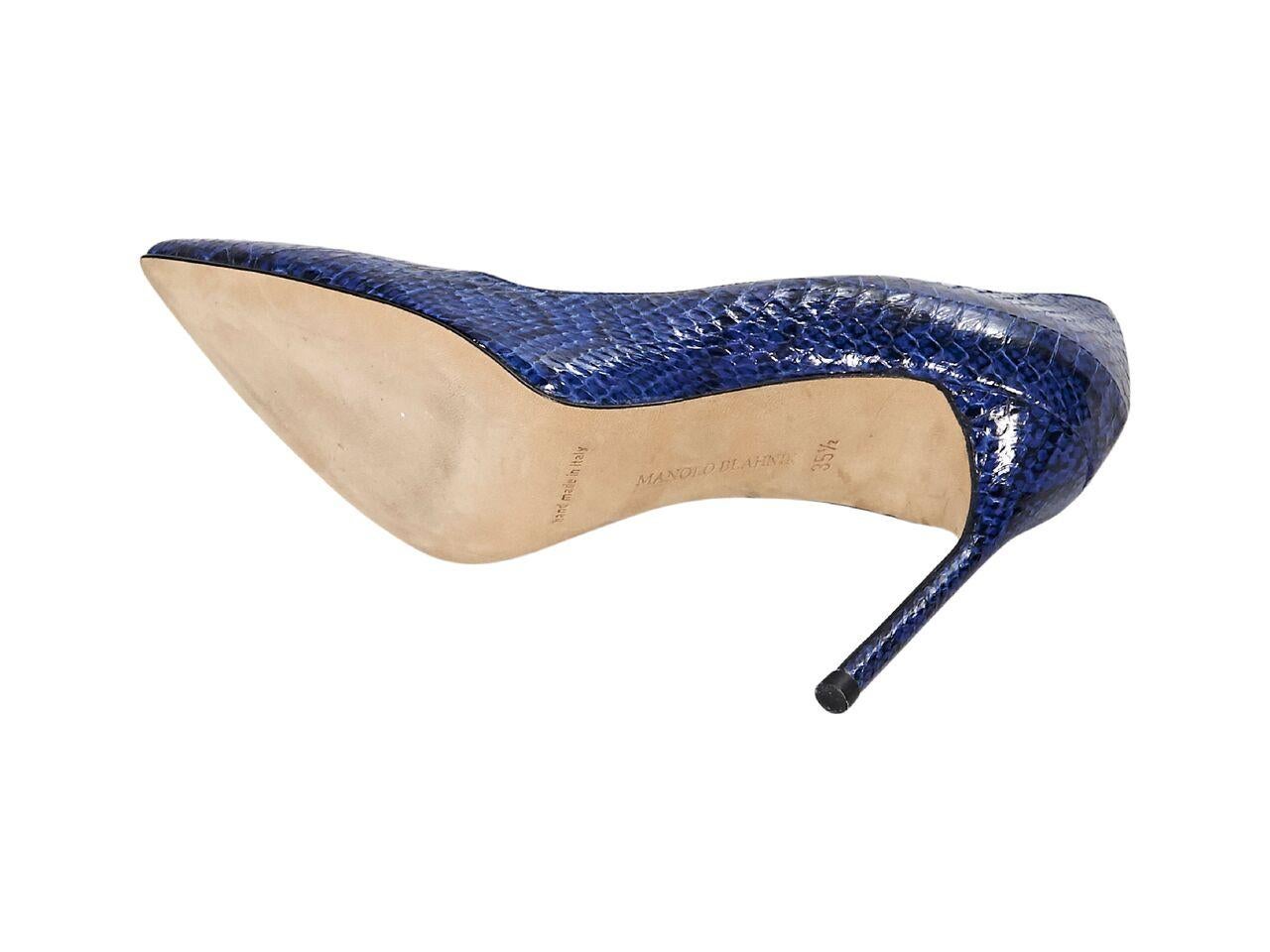 Electric Blue Manolo Blahnik Snakeskin Pumps In Excellent Condition In New York, NY