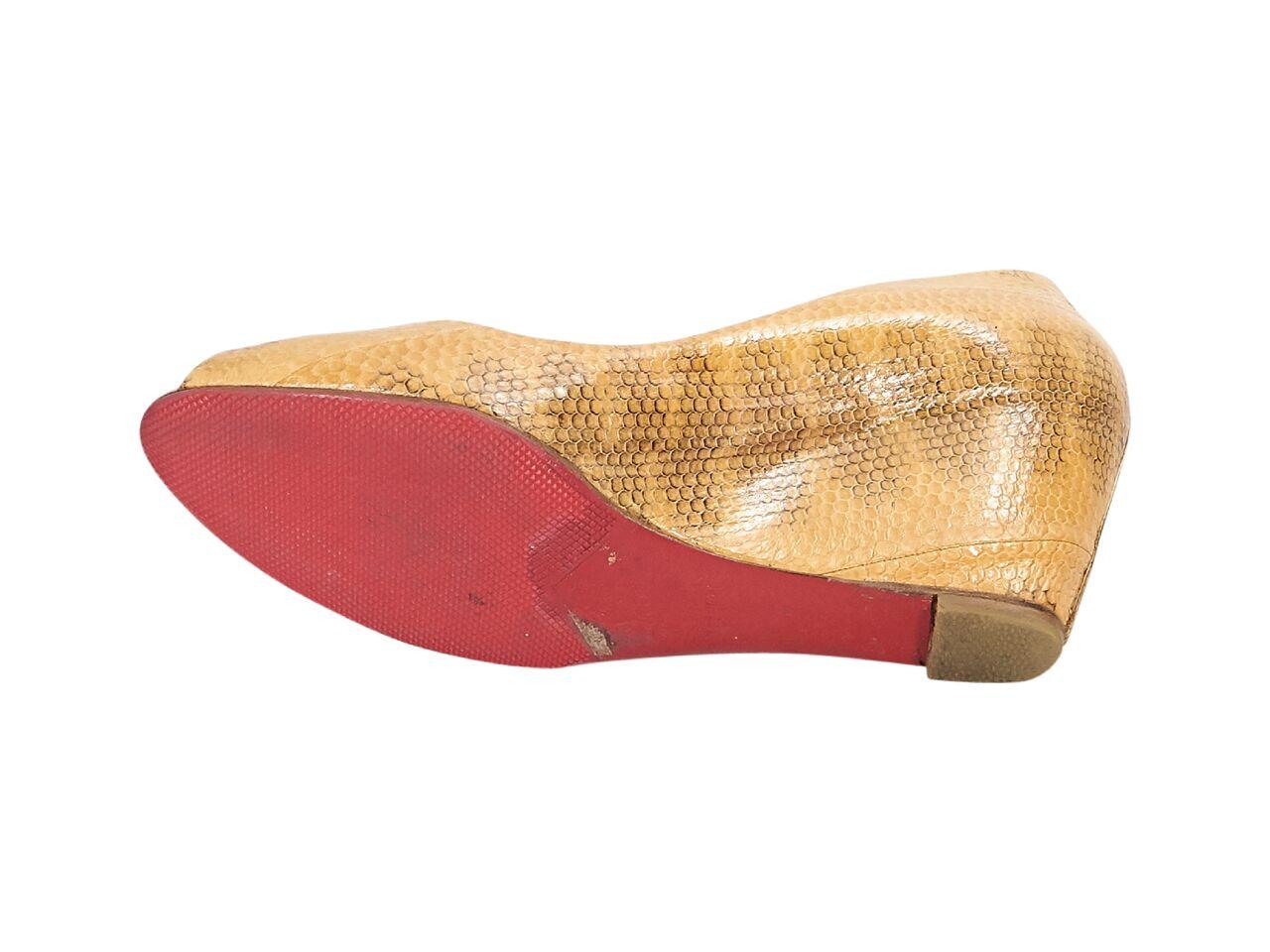 Tan Christain Louboutin Snakeskin Wedges In Good Condition In New York, NY