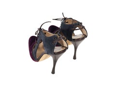 Grey & Burgundy Manolo Blahnik Suede & Velvet Pumps