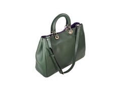 Dark Green Christian Dior Leather Diorissimo Satchel