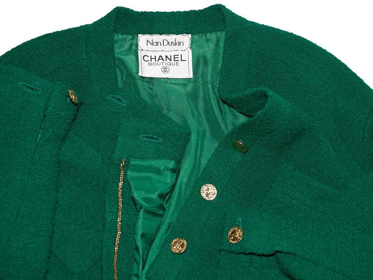 Hunter Green Vintage Chanel Cropped Jacket For Sale at 1stDibs