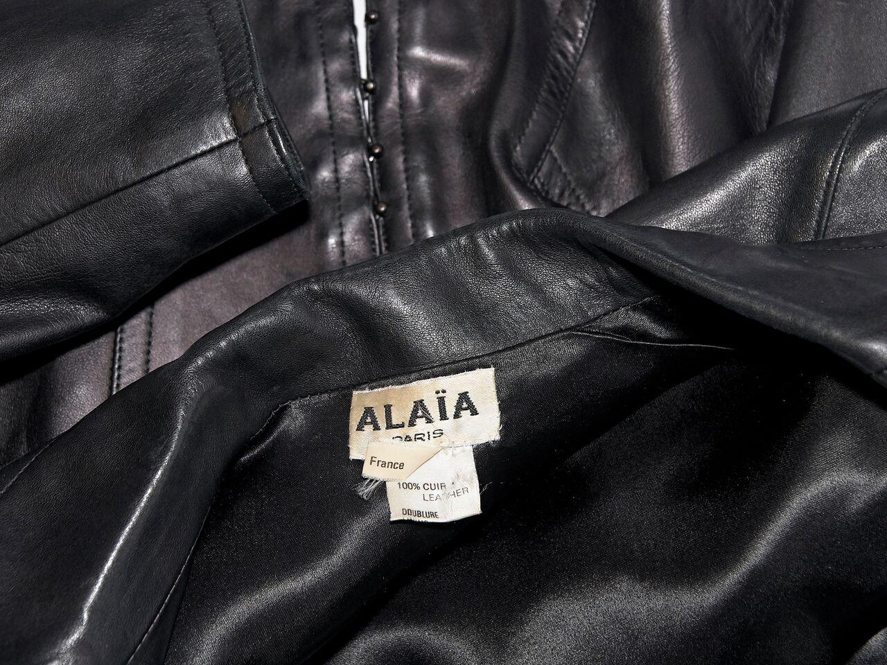 Men's Black Alaia Leather Tailored Jacket