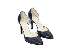 Navy Blue & Black Chanel d'Orsay Pumps