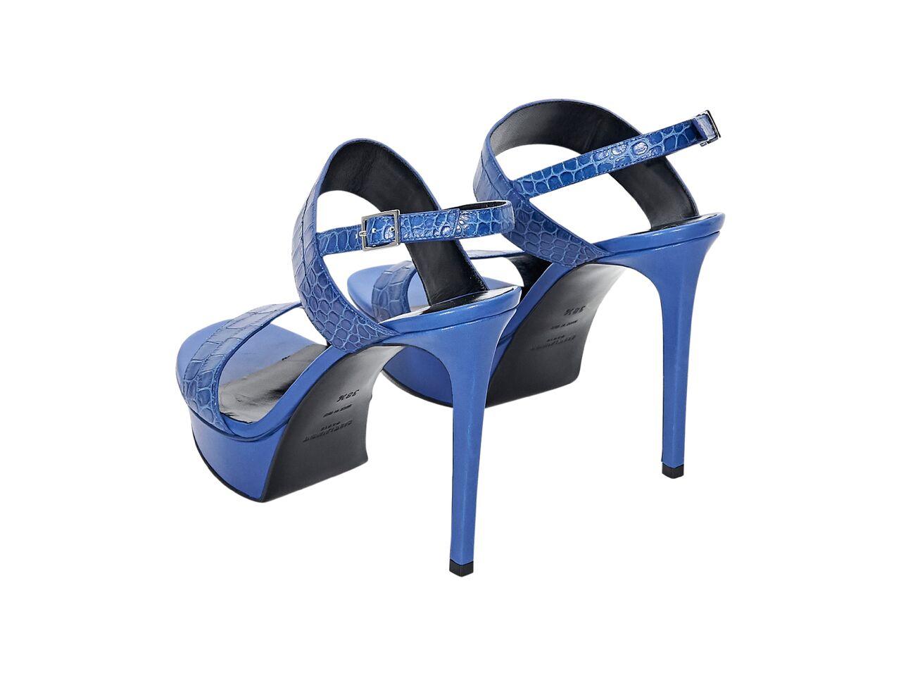 Blue Yves Saint Laurent Leather Platform Sandals In Good Condition In New York, NY