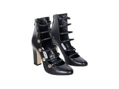 Black Jimmy Choo Leather Venice Ankle Boots