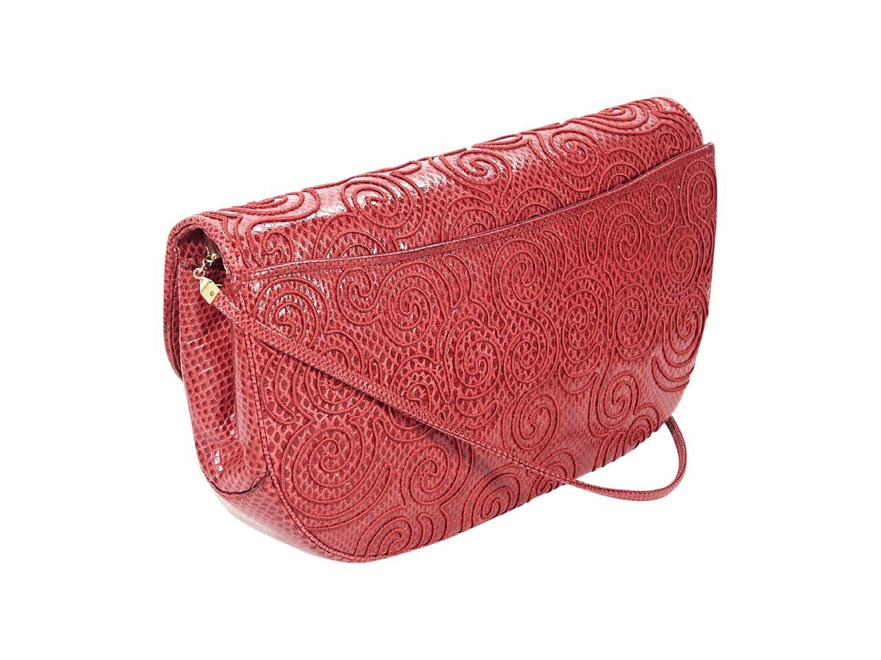 Red Vintage Judith Leiber Embossed Leather Shoulder Bag In Good Condition In New York, NY