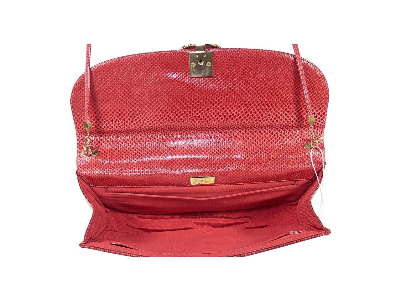 Women's Red Vintage Judith Leiber Embossed Leather Shoulder Bag