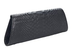 Black Yves Saint Laurent Snakeskin Punk Clutch