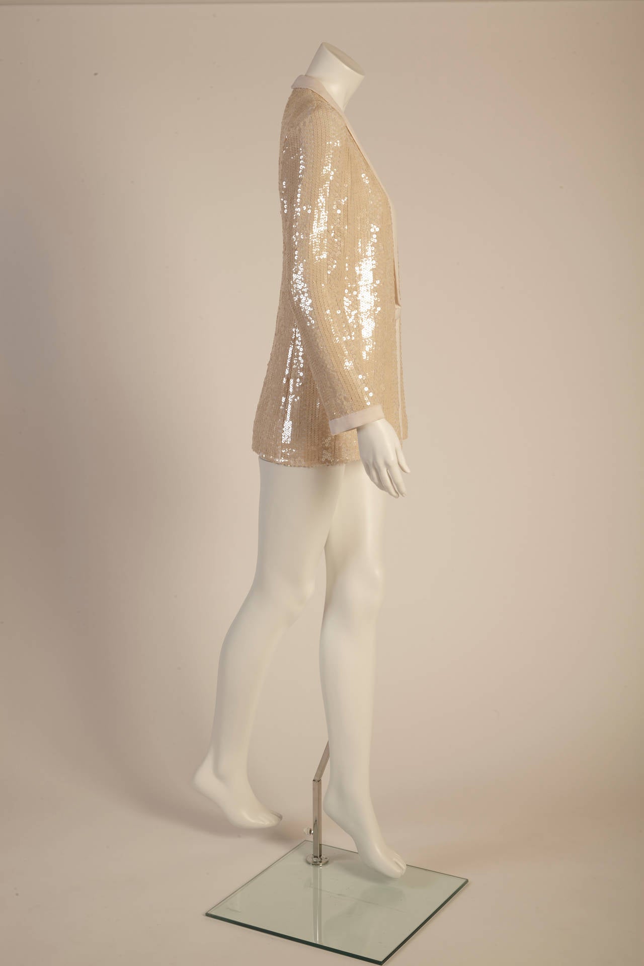 Beige Giorgio Armani  Iradescent Pearl Sequin Jacket