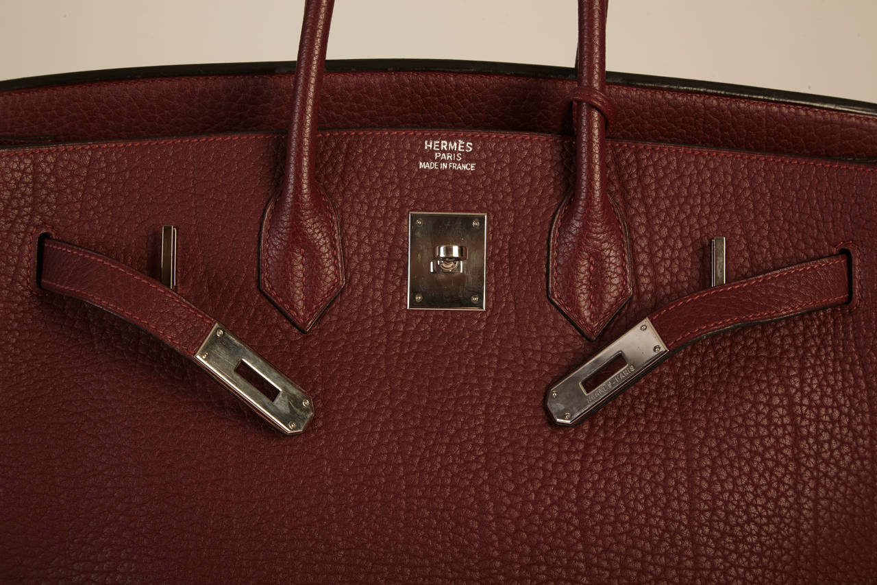 Hermes Fjord Leather Birkin Bag - 35 cm in Bordeaux