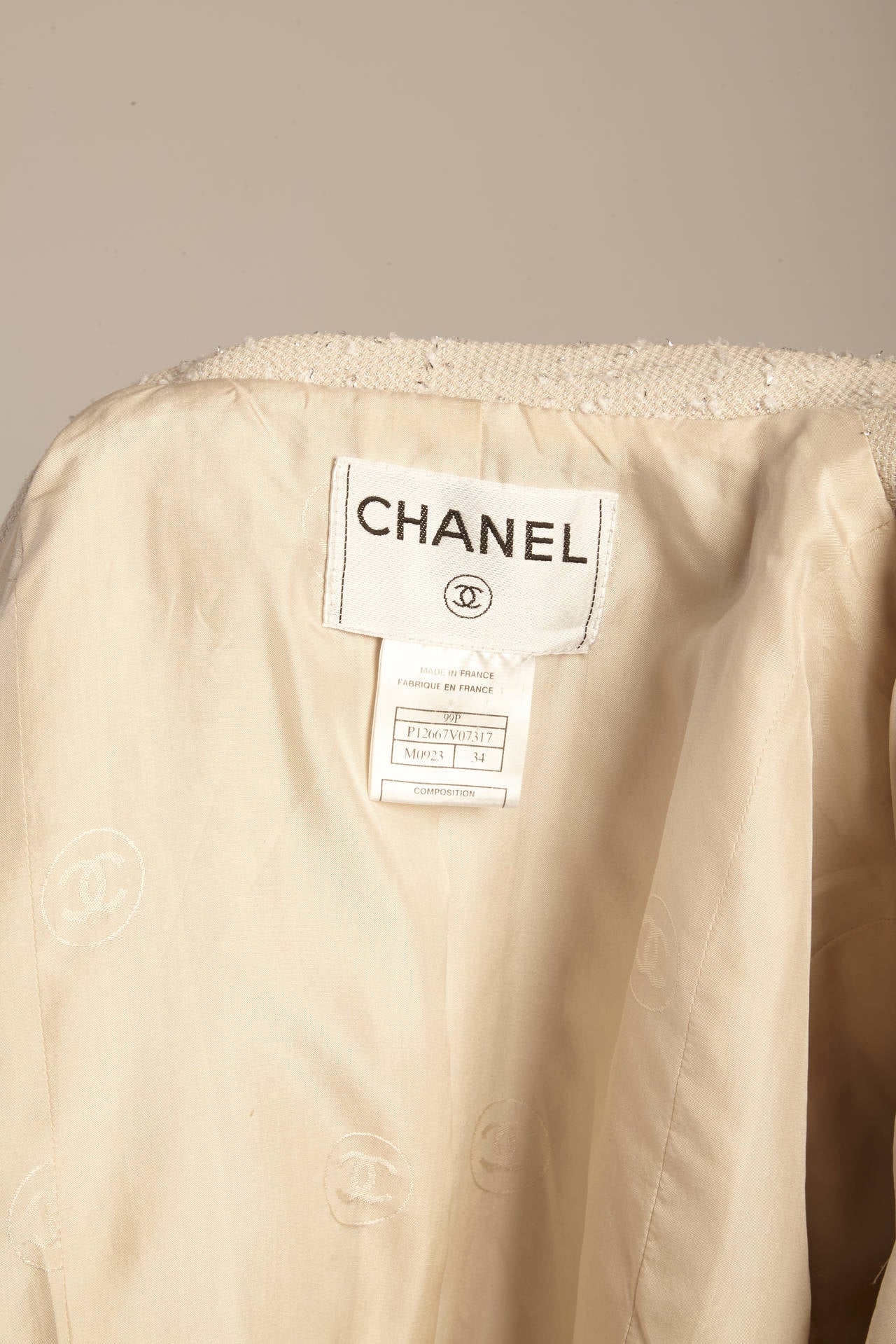 1999 Chanel Ivory and Silver Jacket 5