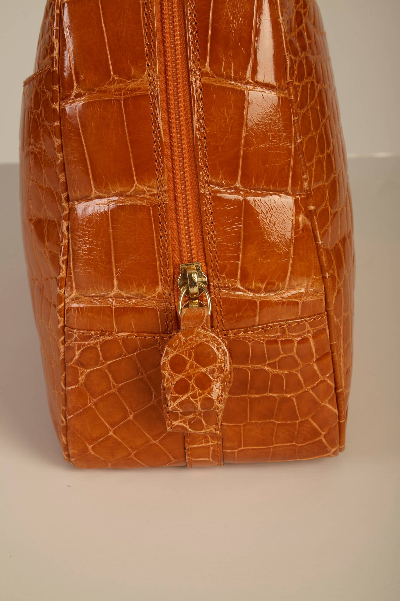 Suarez Orange Alligator Handbag In Excellent Condition In New York, NY