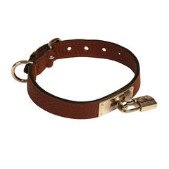 Hermes Bordeaux Leather Dog Collar and Leash