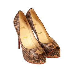 Christian Loubitan Python Peep Toe Heels