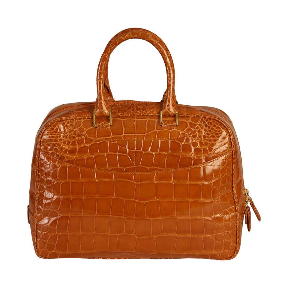 Suarez Orange Alligator Handbag