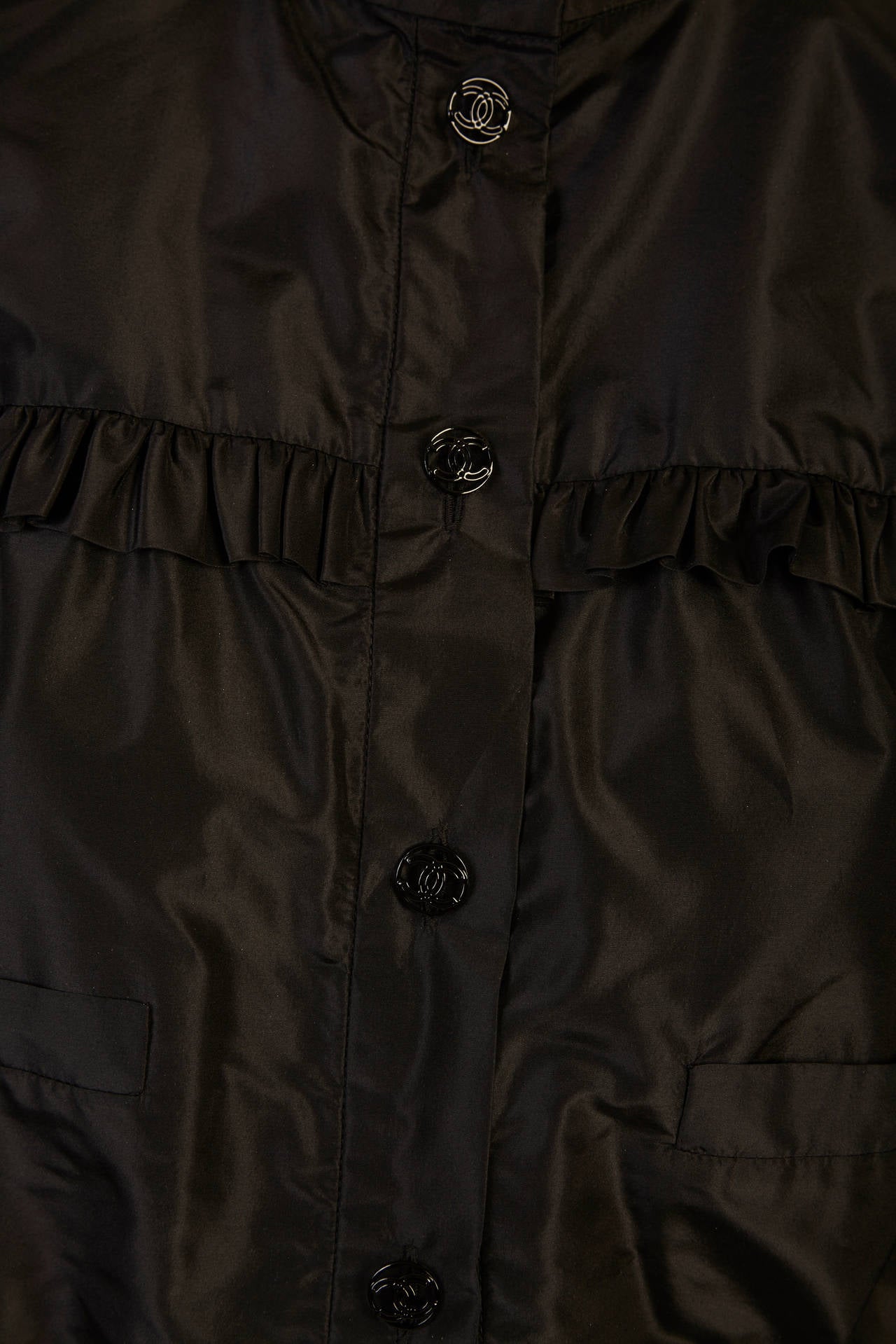 2007 Chanel Black Silk Ruffled Jacket 1