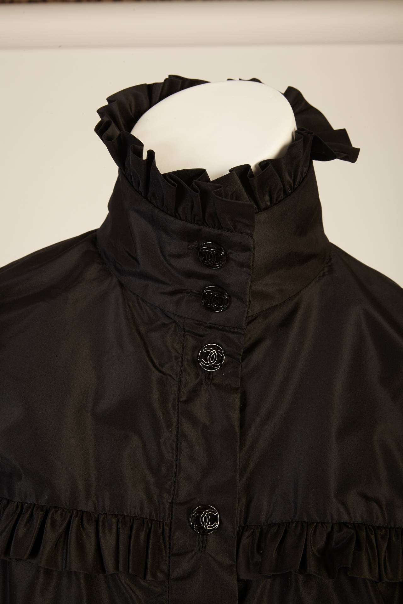 2007 Chanel Black Silk Ruffled Jacket 2