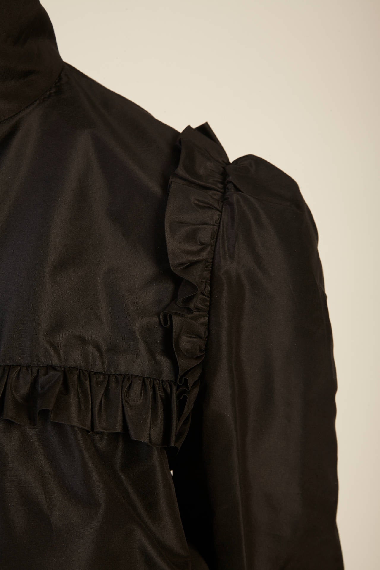 Women's 2007 Chanel Black Silk Ruffled Jacket