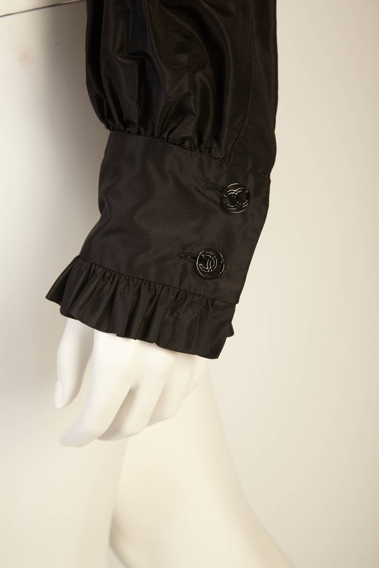 2007 Chanel Black Silk Ruffled Jacket 4