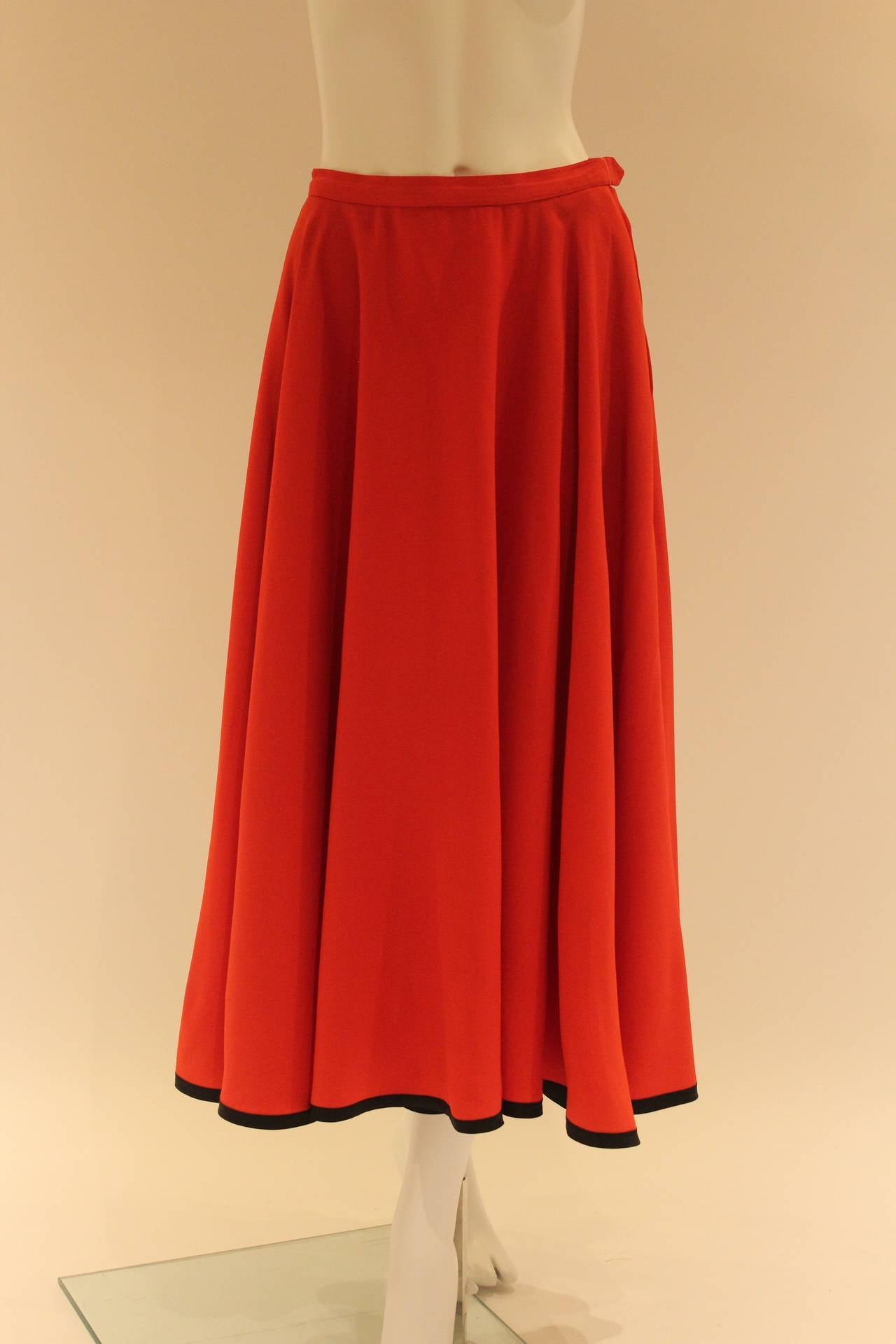 Yves Saint Laurent Rive Gauche Vintage Red Skirt In Excellent Condition In New York, NY