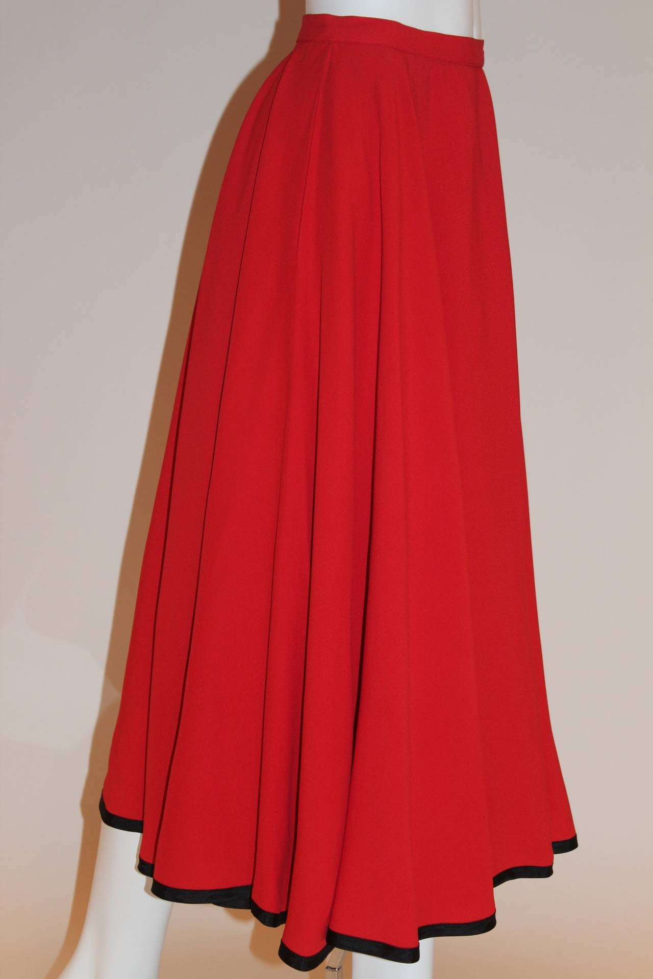 Yves Saint Laurent Rive Gauche Vintage Red Skirt 1